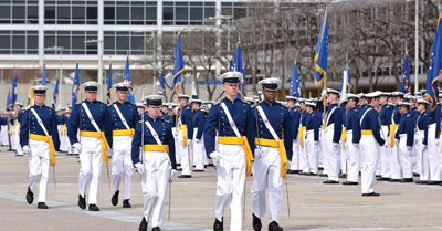 U.S. AIR FORCE ACADEMY, Colo. – Air Force's Academy cadets salute during  the National Anthem before the Commander's Classic, a football game between  Air Force and Army on Nov. 5, 2022 at